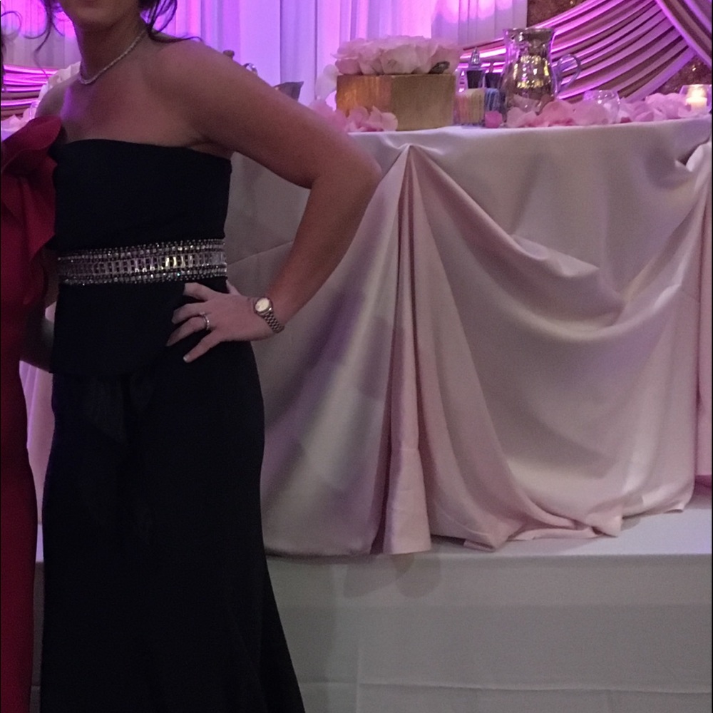 Long peplum black dress